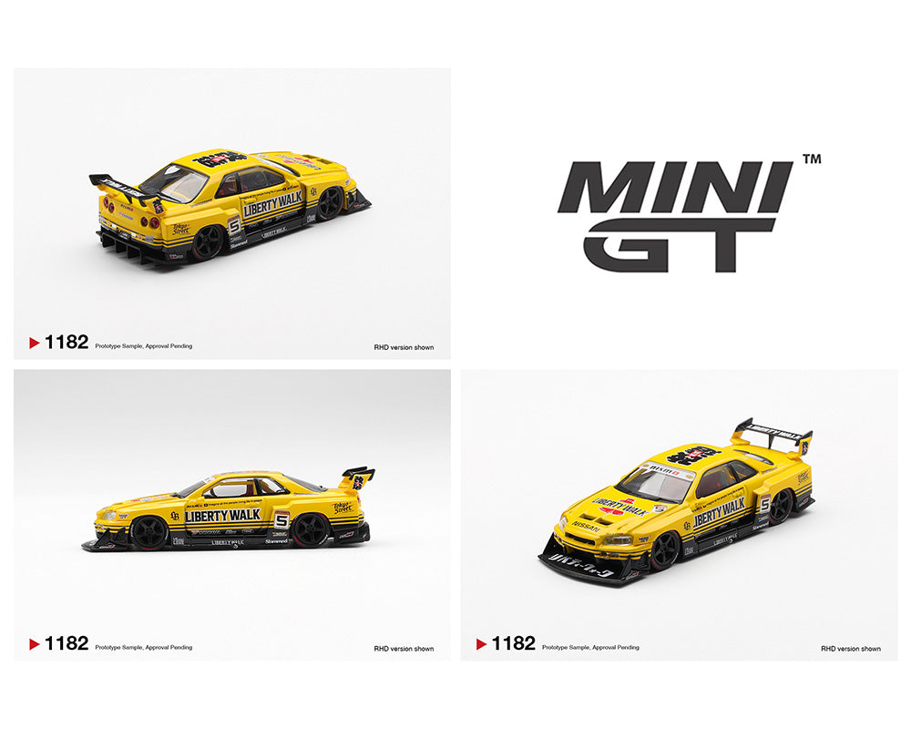 MINI GT(2点)Nissan LB-ER34 (ブリスター版) Mini GT 1:64 Nissan LB-ER34 Super Silhouette SKYLINE Sport Yellow