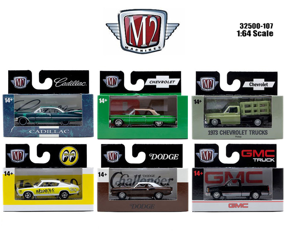 M2 Machines 1:64 Auto-Thentics Series 107 Assortment set of 6