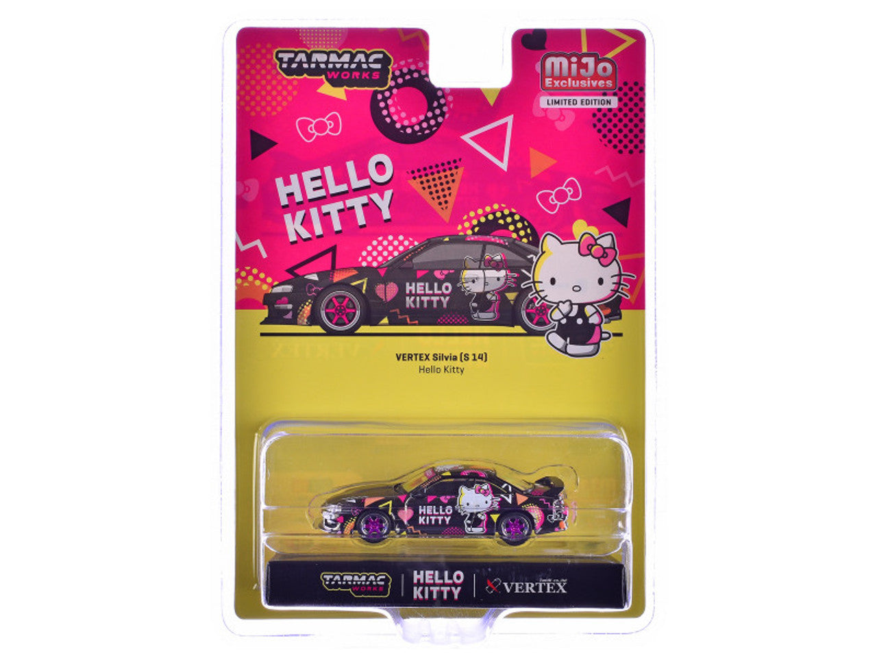 1/64 Tarmac Works Vertex Nissan Silvia S14 Hello Kitty Special Limited Edition (Black Chrome) Diecast Car Model