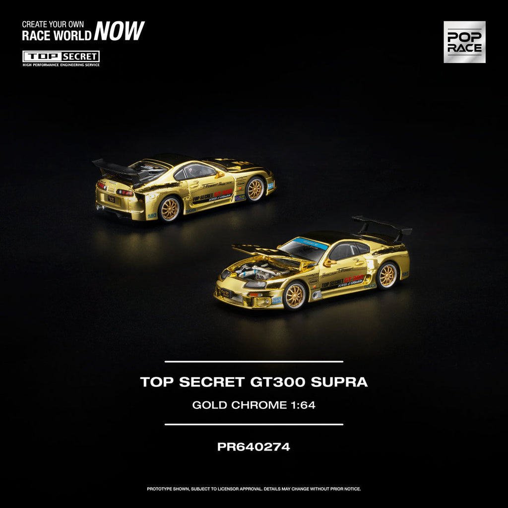 POP RACE 1:64 TOP SECRET GT300 SUPRA - GOLD CHROME PR640274
