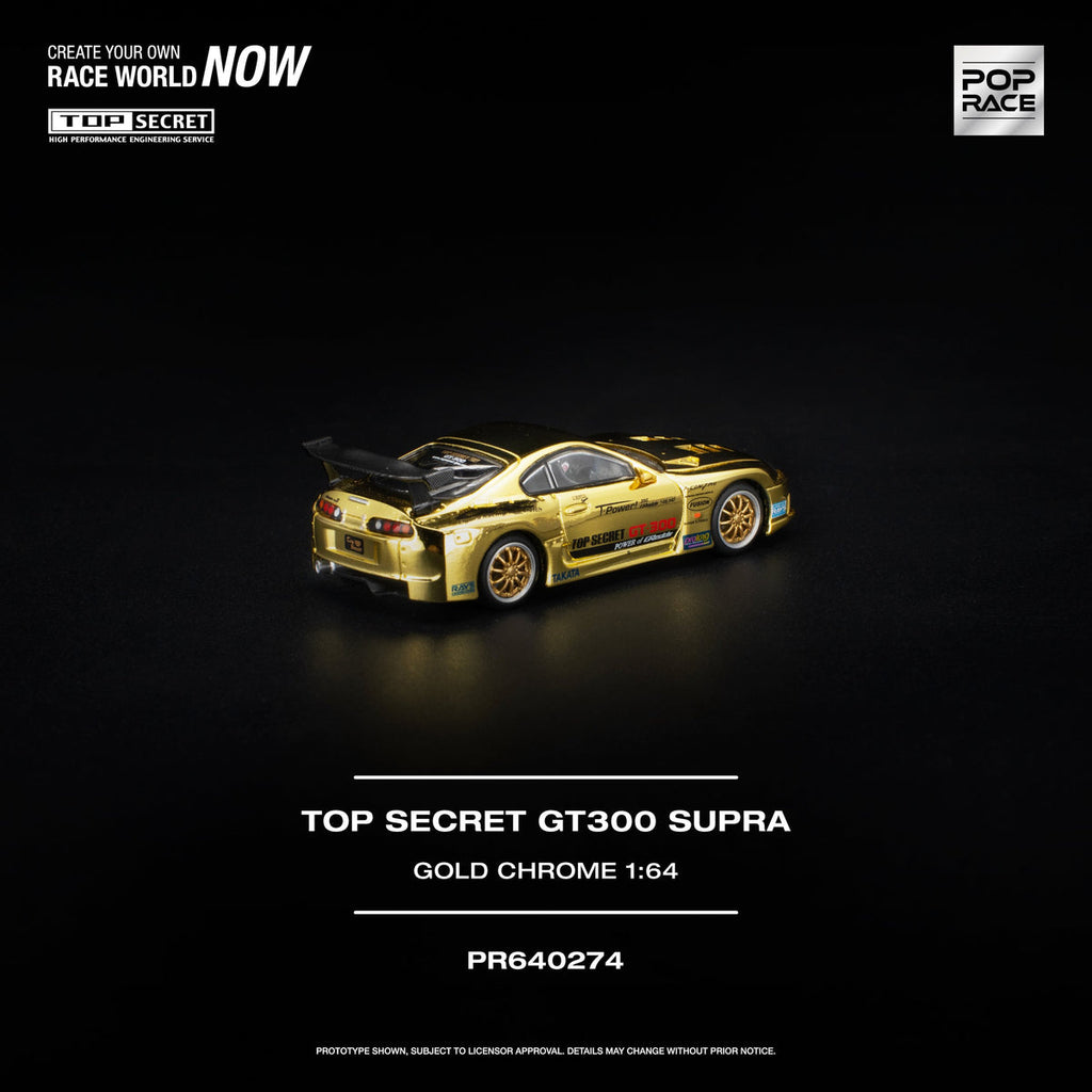 POP RACE 1:64 TOP SECRET GT300 SUPRA - GOLD CHROME PR640274