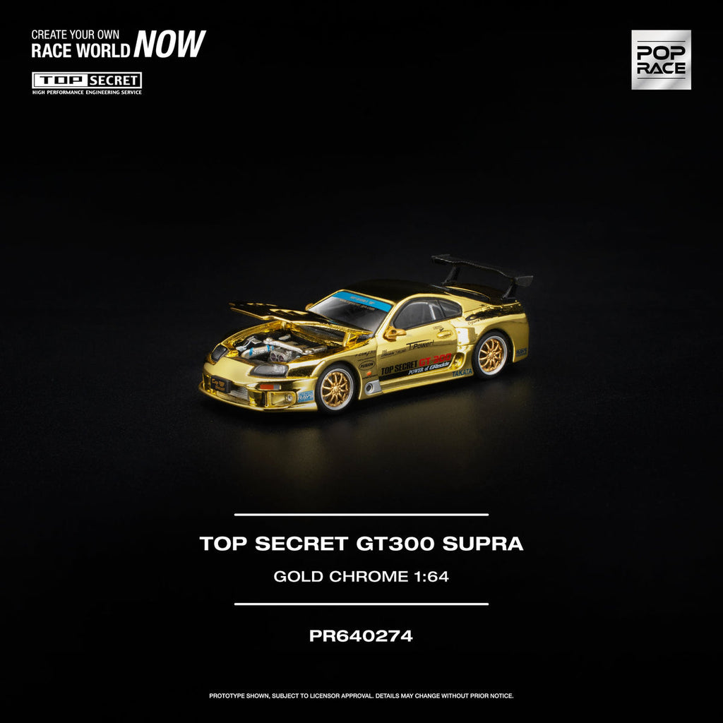 POP RACE 1:64 TOP SECRET GT300 SUPRA - GOLD CHROME PR640274