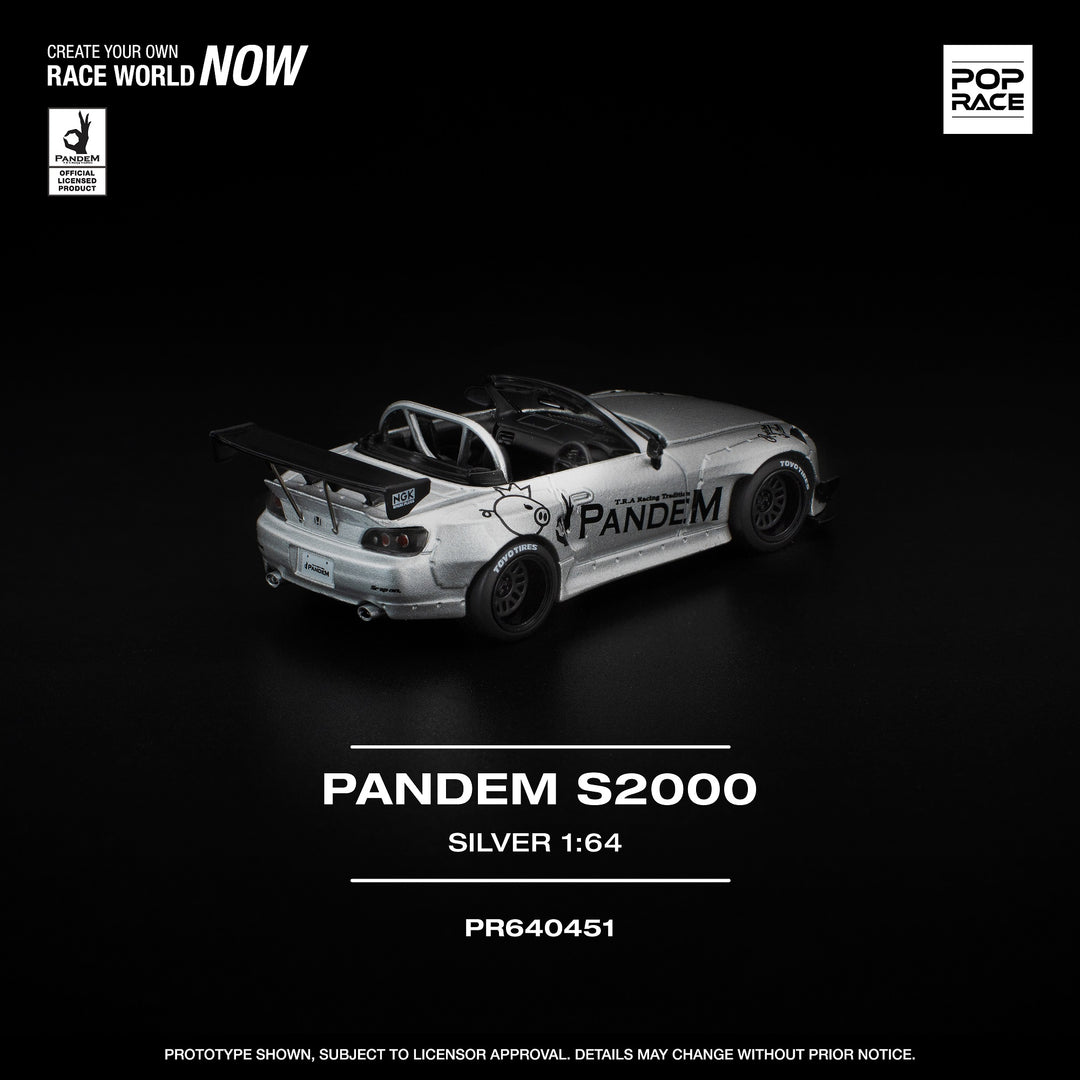 POP RACE 1:64 PANDEM S2000 SILVER PR640451
