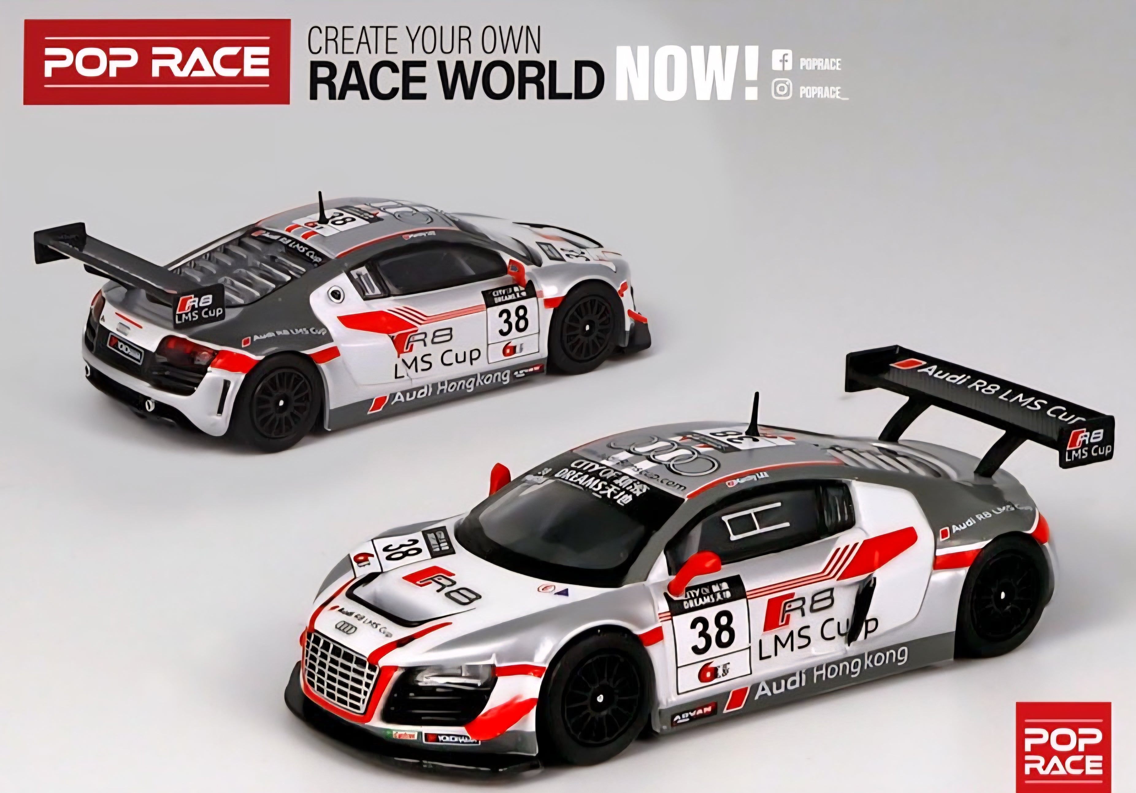 POPRACE 2013 Audi R8 Macau GT Cup Marchy Lee #38 Diecast Car Model