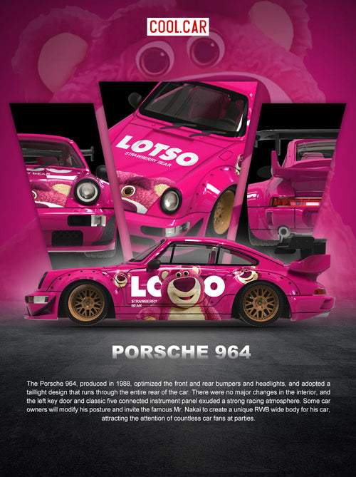 Cool Car 1:64 RWB Porsche 964 Bear Diecast Model Car with Figure