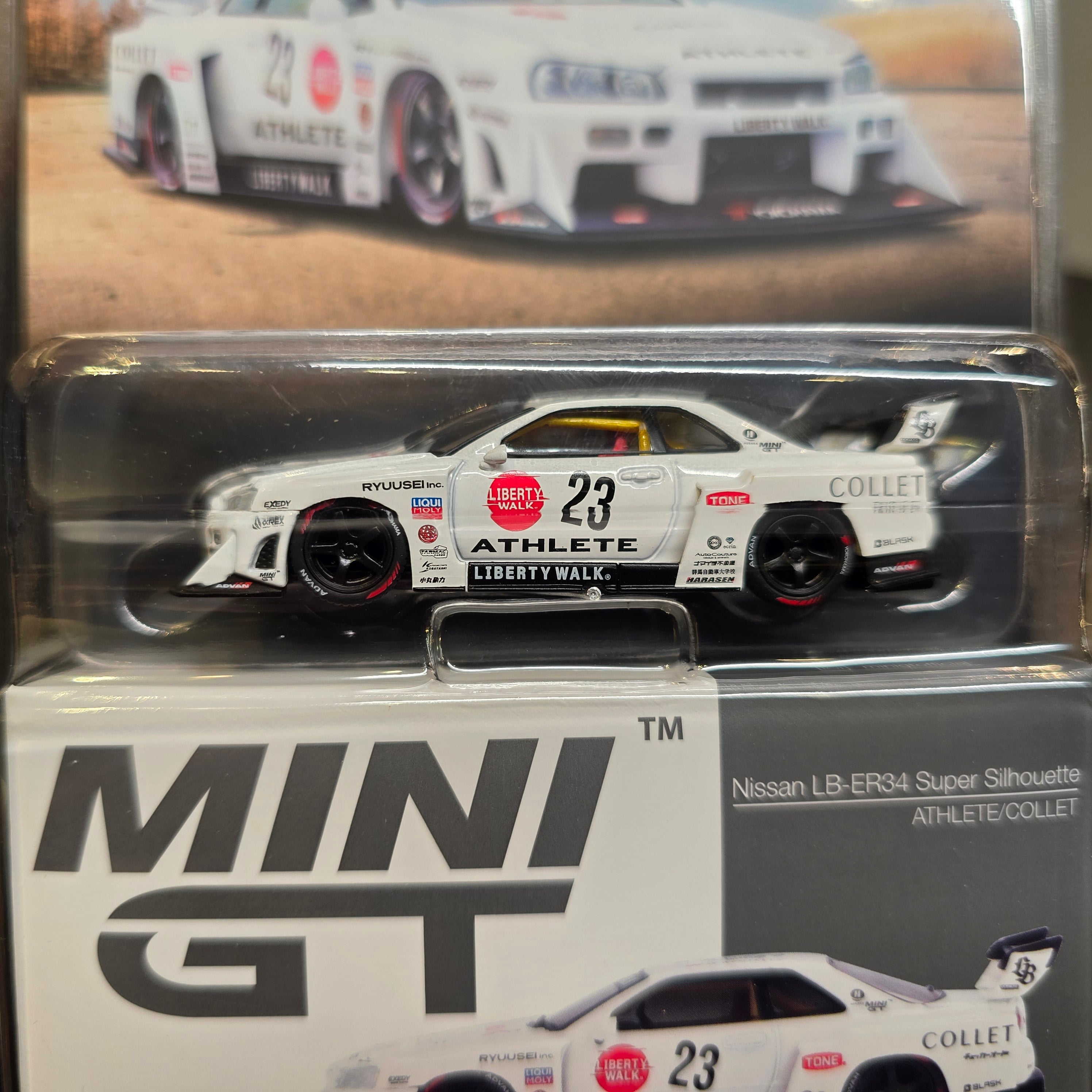Mini GT 1:64 Nissan LB-ER34 Super Silhouette ATHLETE/COLLET – White