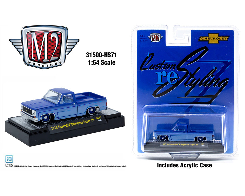 M2 Machines 1:64 1973 Chevrolet Cheyenne Super 10 Custom Re Styling – Blue – Hobby Exclusive