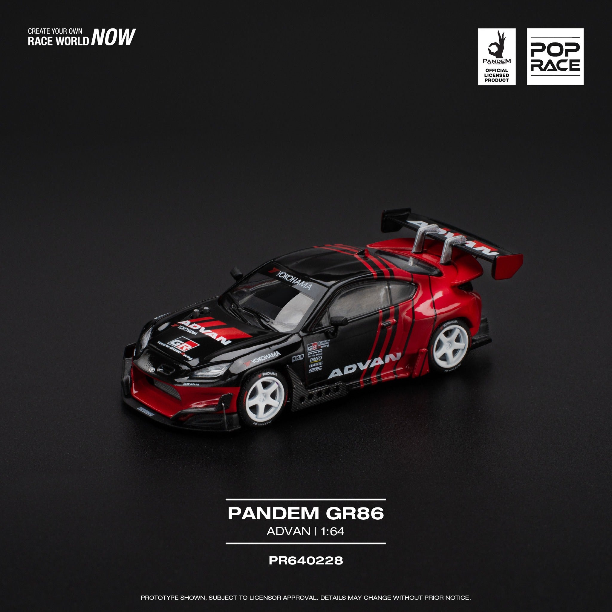 Pop Race P^64-228 Pandem GR 86 Advan 1/64 Scale