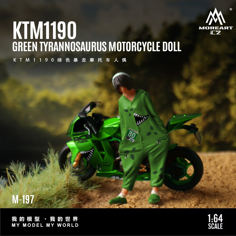 MoreArt 1:64 Resin KTM 1190 Green Tyrannosaurus Motorcycle and Figure Rexy