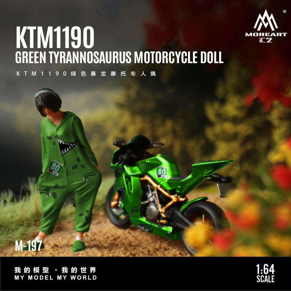 MoreArt 1:64 Resin KTM 1190 Green Tyrannosaurus Motorcycle and Figure Rexy