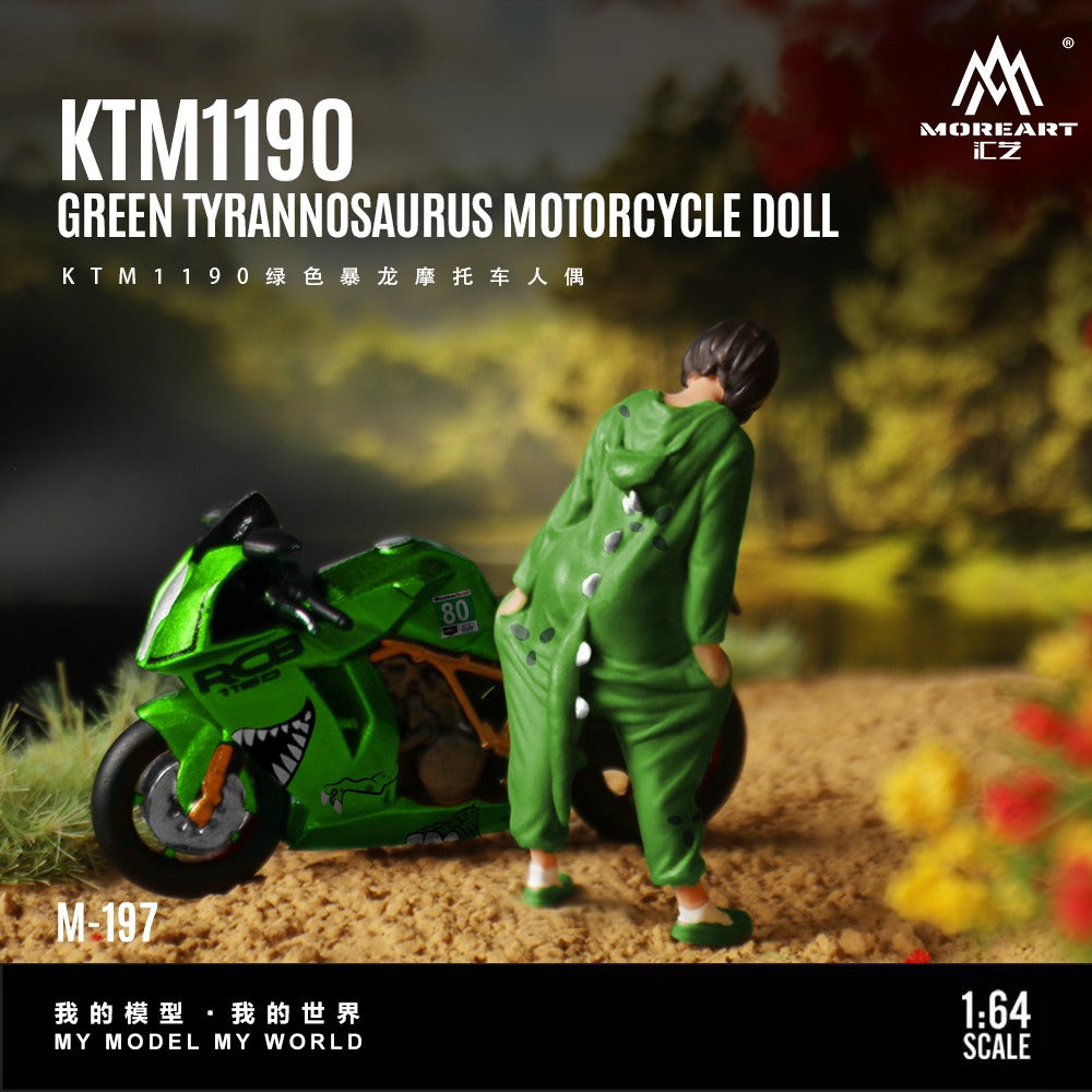MoreArt 1:64 Resin KTM 1190 Green Tyrannosaurus Motorcycle and Figure Rexy