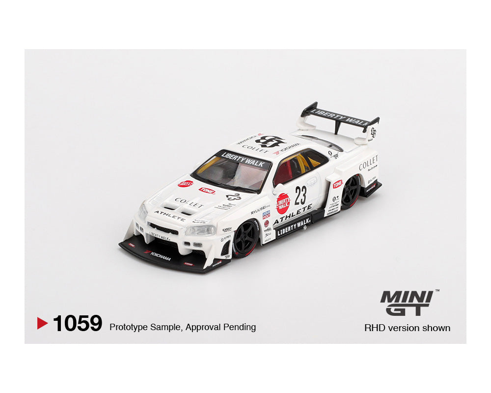 Mini GT 1:64 Nissan LB-ER34 Super Silhouette ATHLETE/COLLET – White