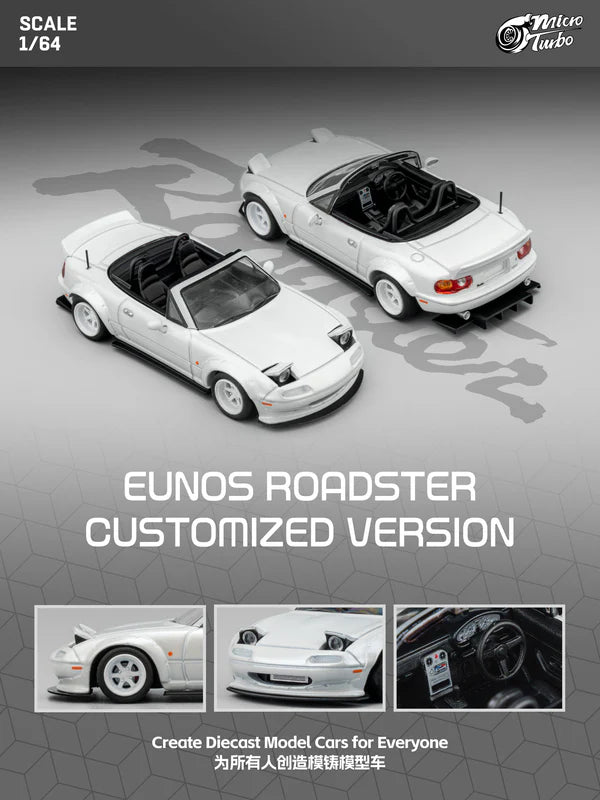 Micro Turbo - 1/64 Custom MX5 Miata RB - Metallic White