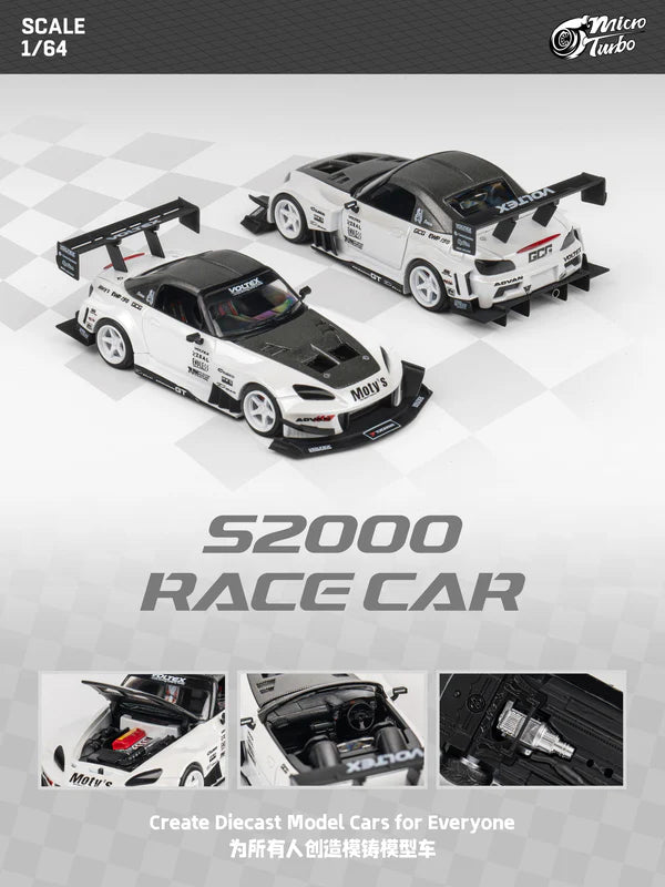 Micro Turbo 1/64 Custom S2000 - Metallic White