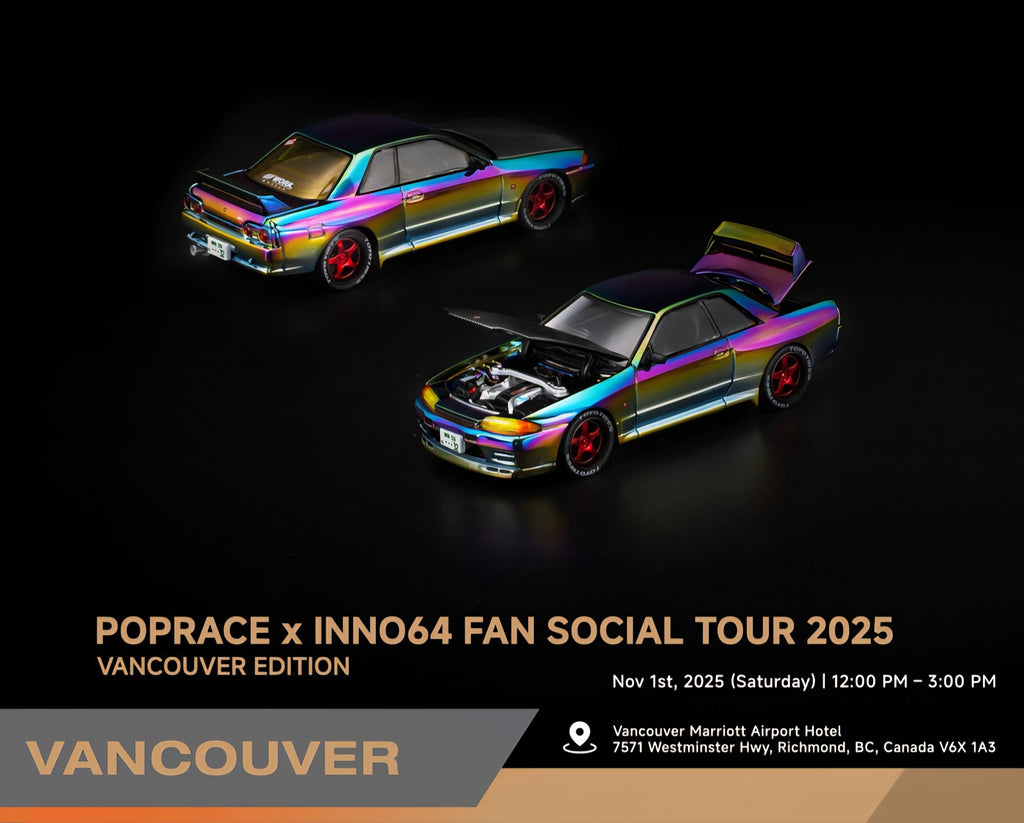 POP RACE 1/64 SKYLINE GT-R R32 Magic Chrome VANCOUVER Edition PR640424