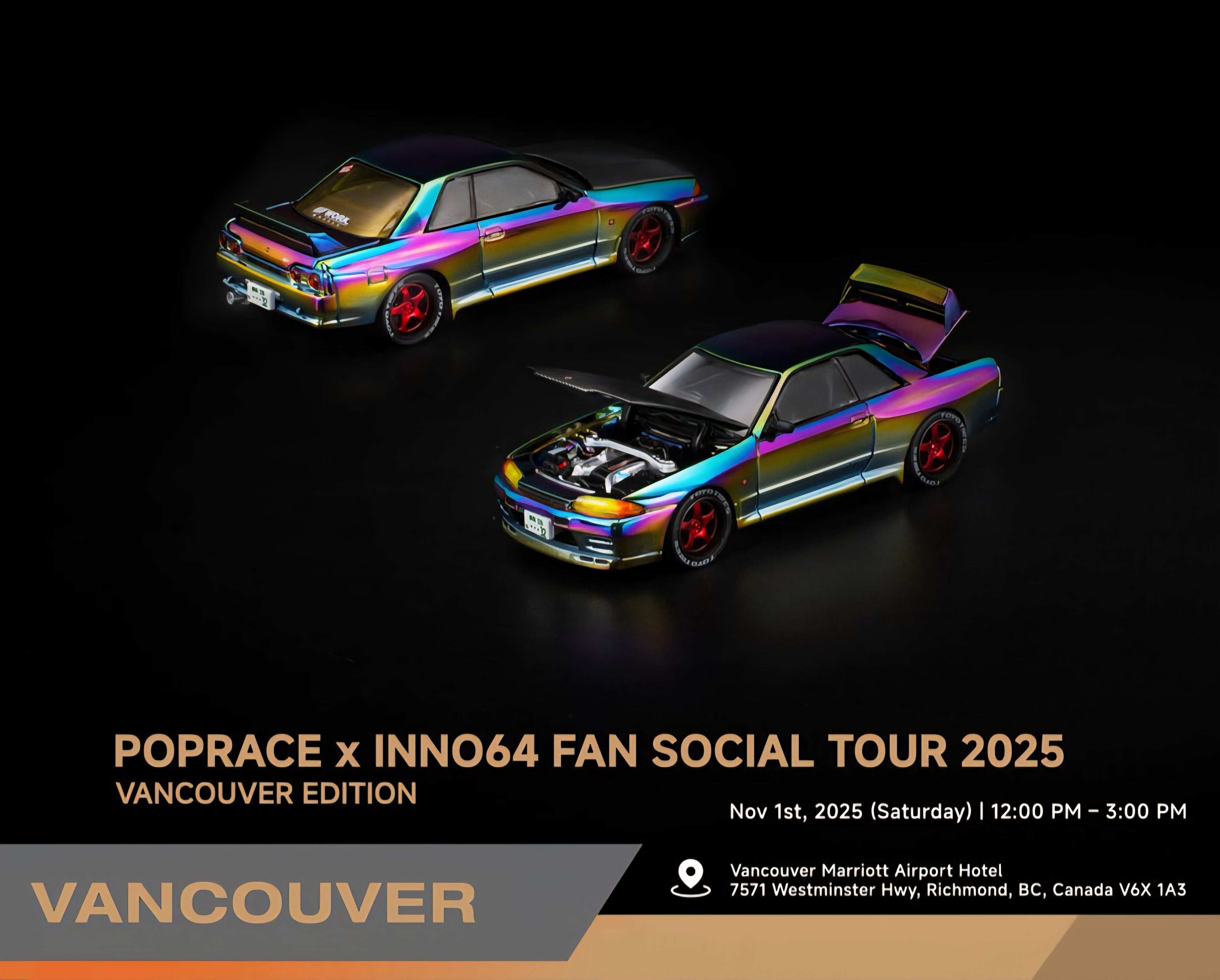 POP RACE 1/64 SKYLINE GT-R R32 Magic Chrome VANCOUVER Edition PR640424