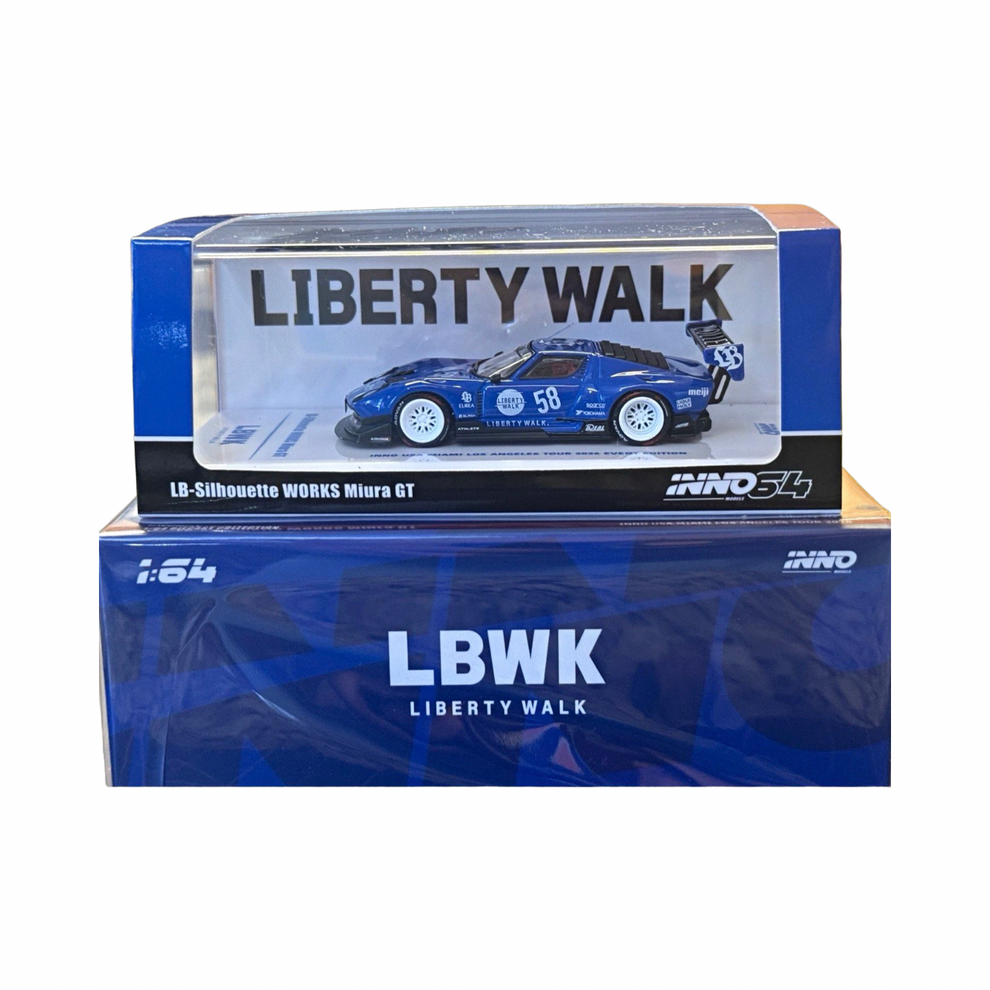 INNO64 1/64 USA Miami Los Angeles Tour 2026 Exclusive LB-Silhouette Works Lamborghini Miura GT Blue
