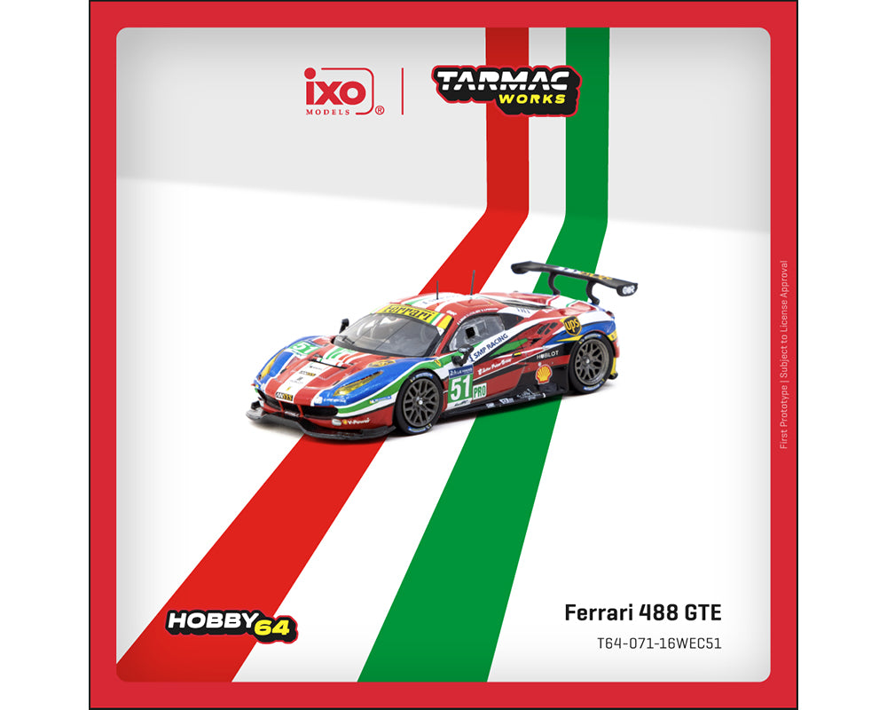 Tarmac Works 1:64 Ferrari 488 GTE 24h of Le Mans 2016 #51 – Hobby64