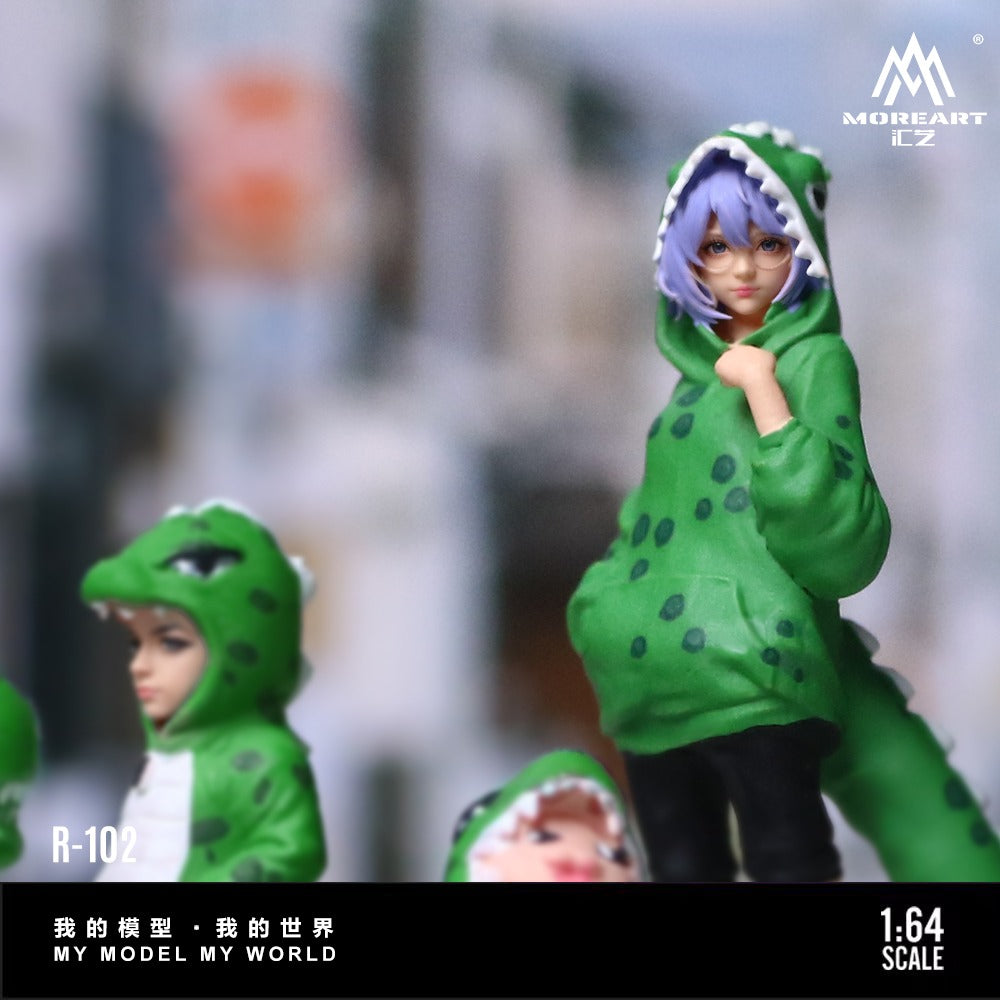 Moreart 1:64 Green Dinosaur Rexy Figure Family Set