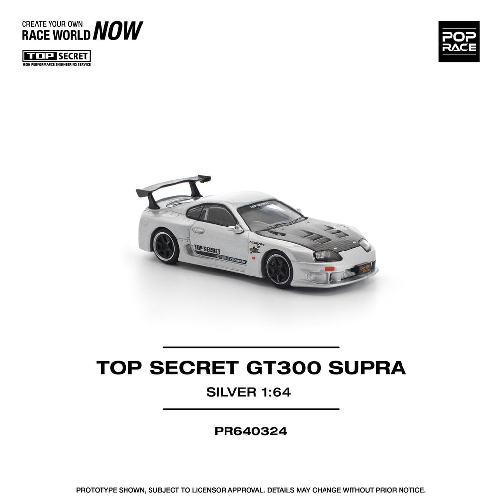 POP RACE 1/64 TOP SECRET GT300 SUPRA SILVER PR640324