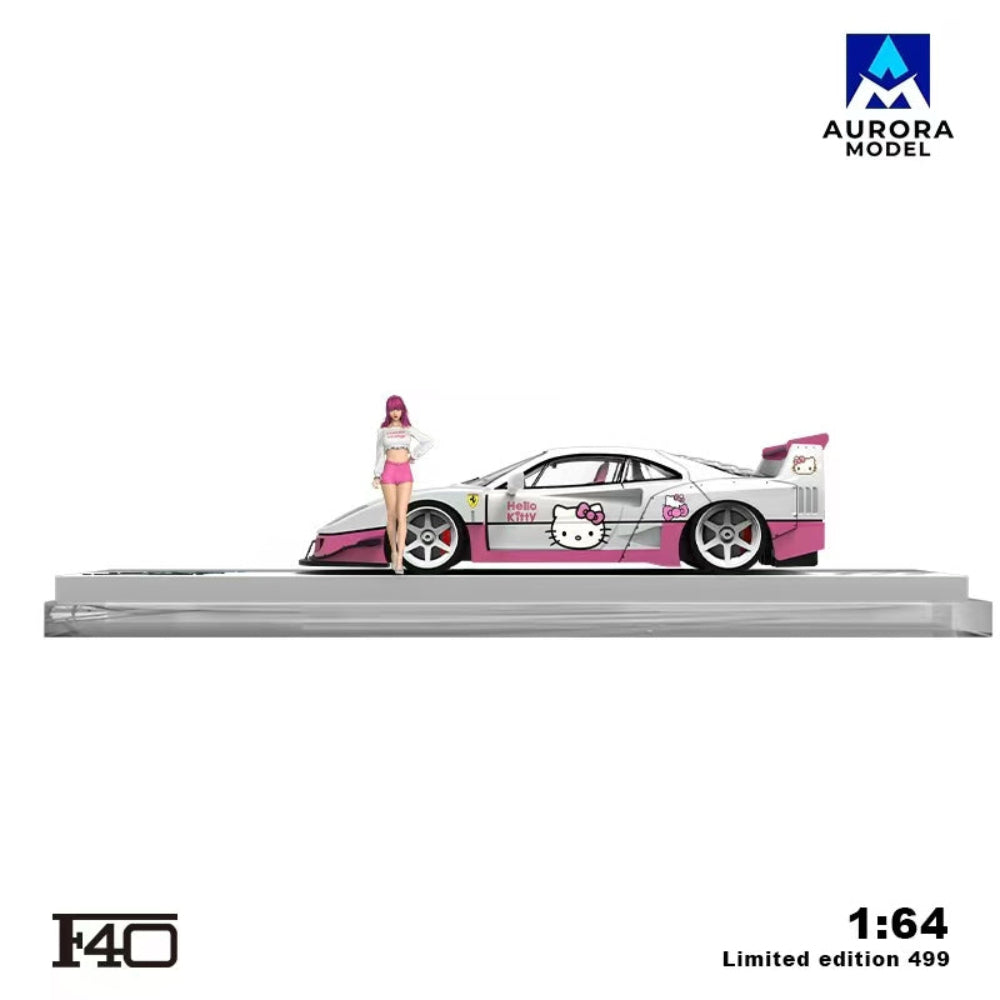Aurora Model 1:64 Ferrari F40 Modified Pink Kitty with Figure
