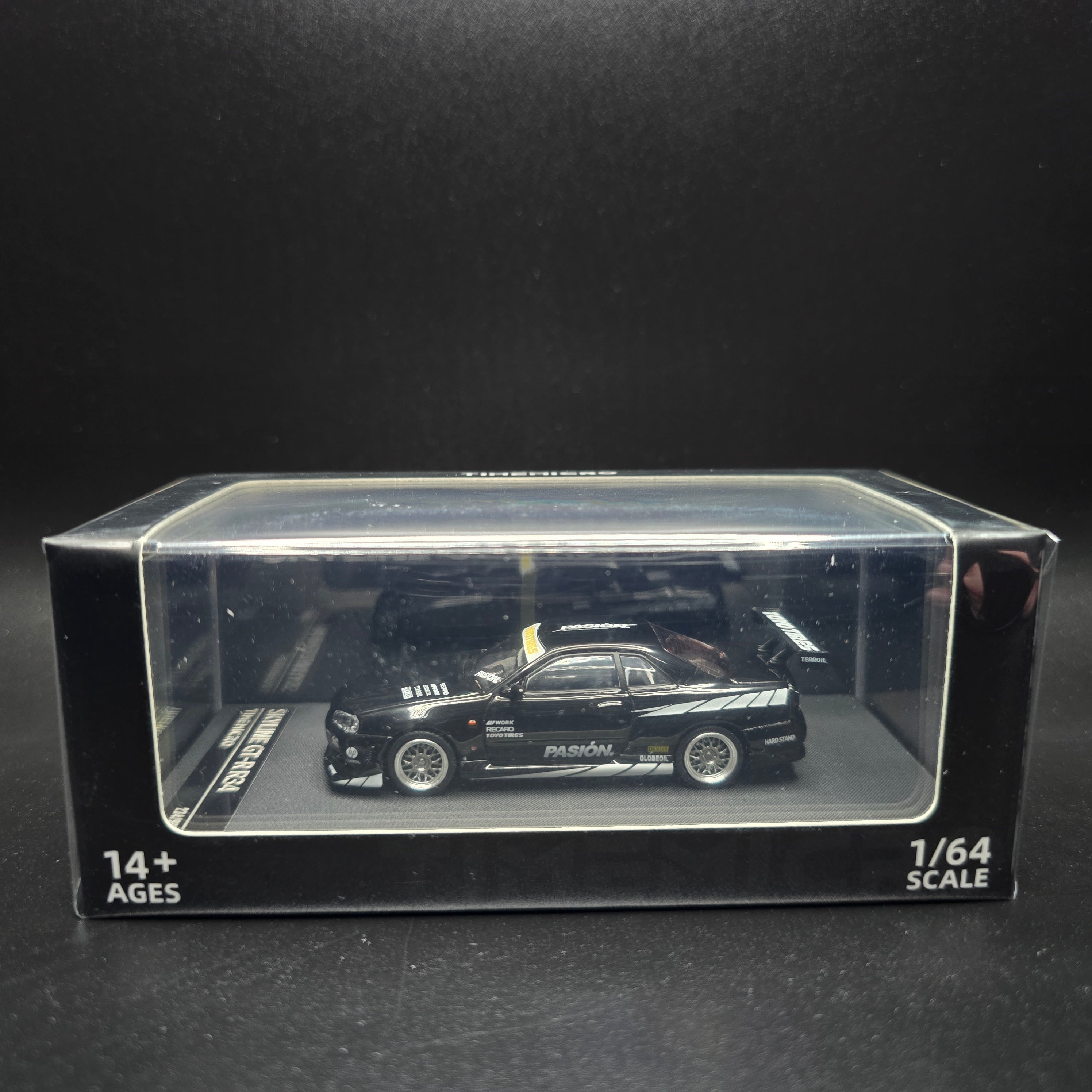 1/64 Time Micro Nissan Skyline GT-R R34 Pasion Black – Foundry Diecast