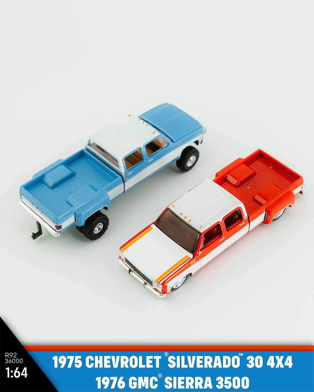 M2 Machines 1975 Chevrolet Silverado 30 4X4 and Sierra 3500 R92