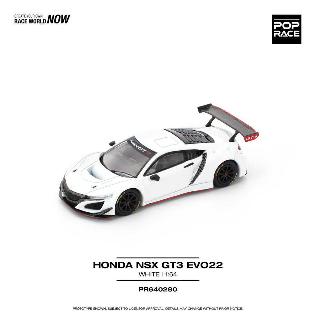 POP RACE 1/64 HONDA NSX GT3 EVO22 - WHITE PR640280