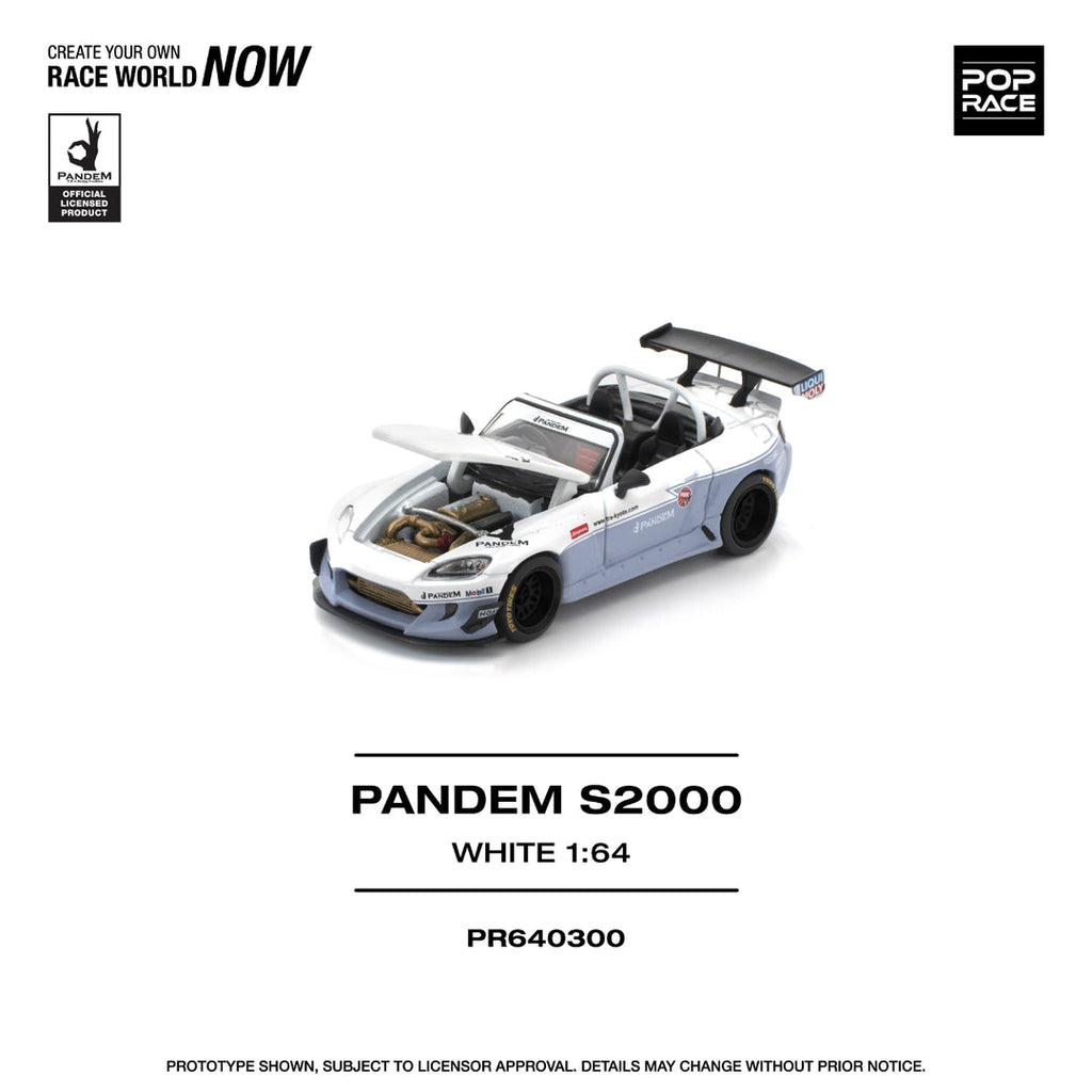 POP RACE 1/64 PANDEM S2000 WHITE PR640300