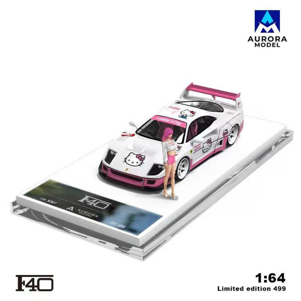 Aurora Model 1:64 Ferrari F40 Modified Pink Kitty with Figure