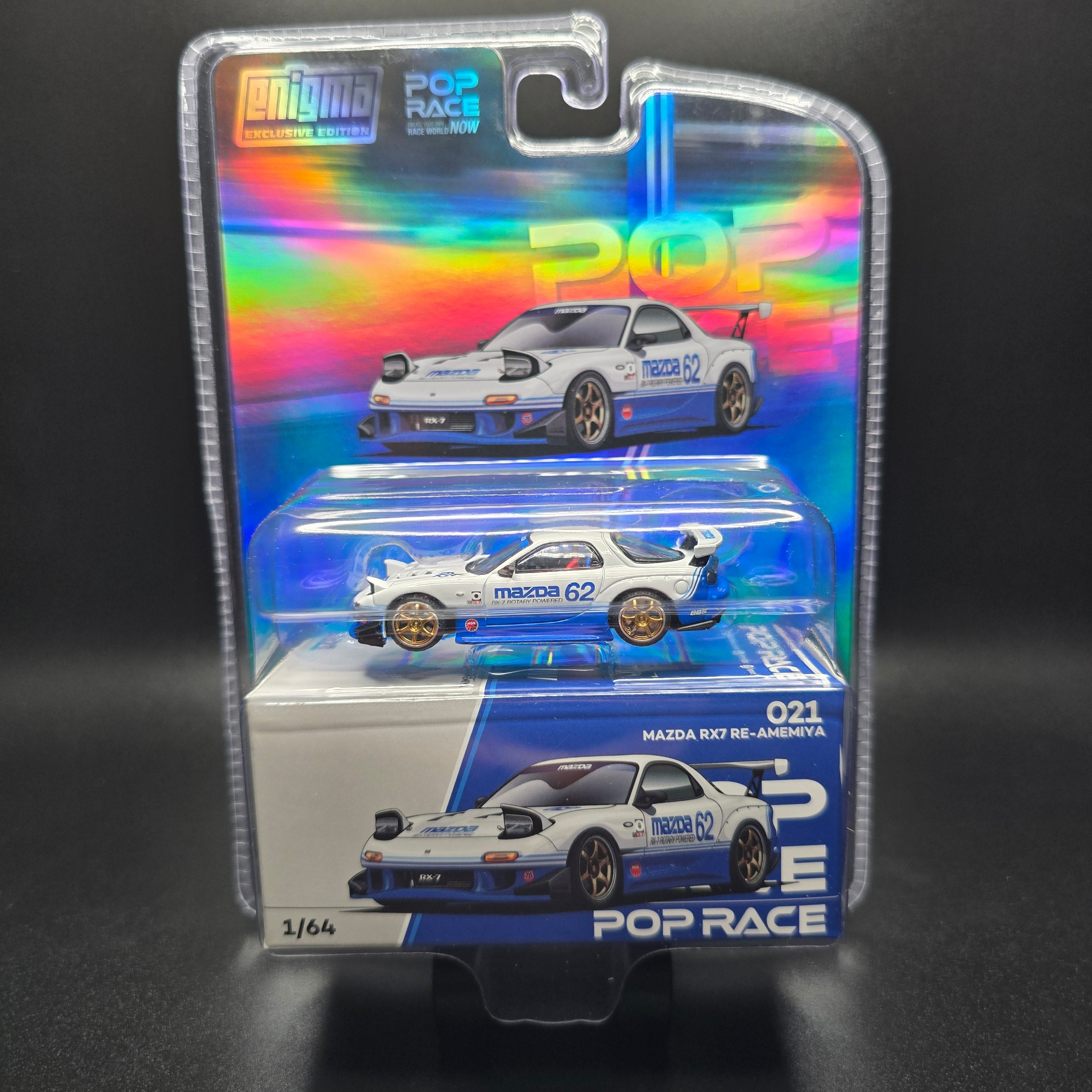 *CHASE* POP RACE 1/64 MAZDA RX7 (FD3S) BLUE / WHITE (enigma exclusive edition) PRE021