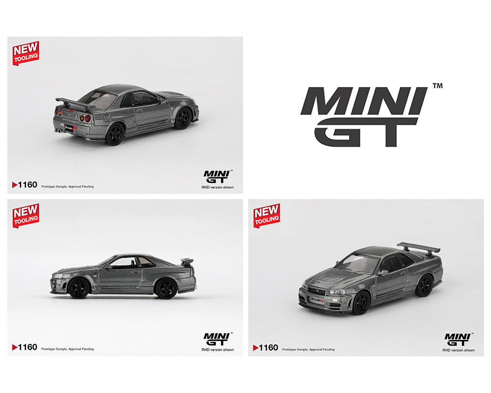 Mini GT 1:64 Nissan Skyline GT-R Dark Metal Gray (NISMO BNR34 CRS Version) #1160