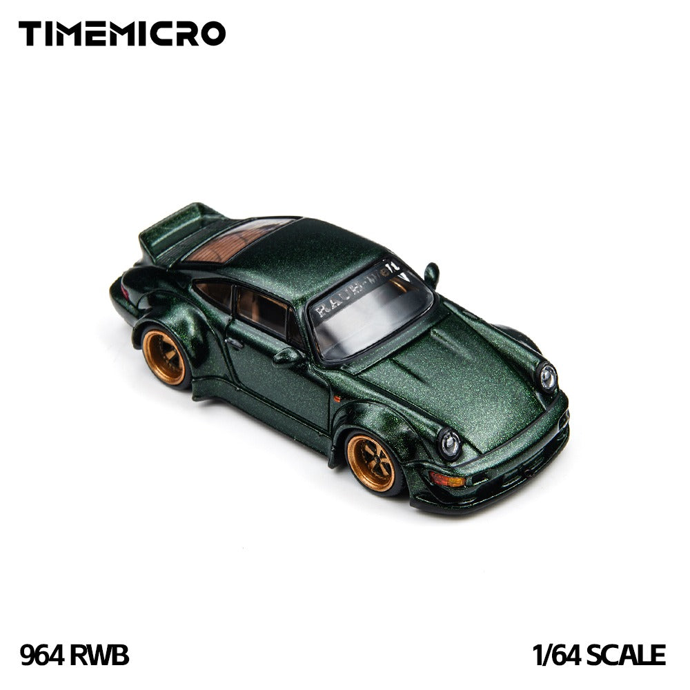 TimeMicro 1:64 RWB 964 Green Diecast Model Low Wing