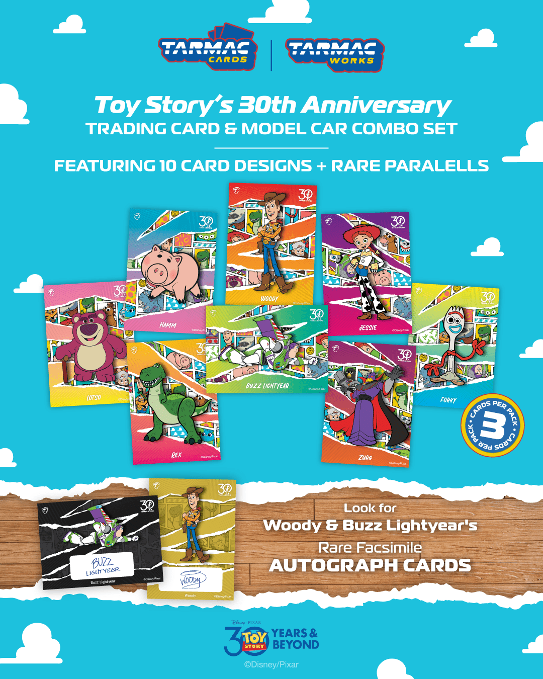 Tarmac Works HOBBY64 1/64 Pandem Toyota GR Yaris Toy Story - 30th Anniversary Model Car + Trading Cards Combo Set T64-080-TS2
