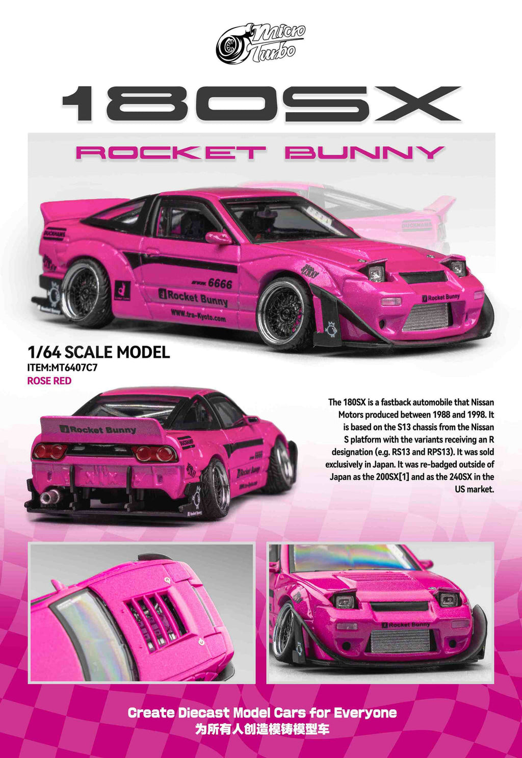 Micro Turbo - 1:64 Custom 180SX RB - Magenta MT6407C7