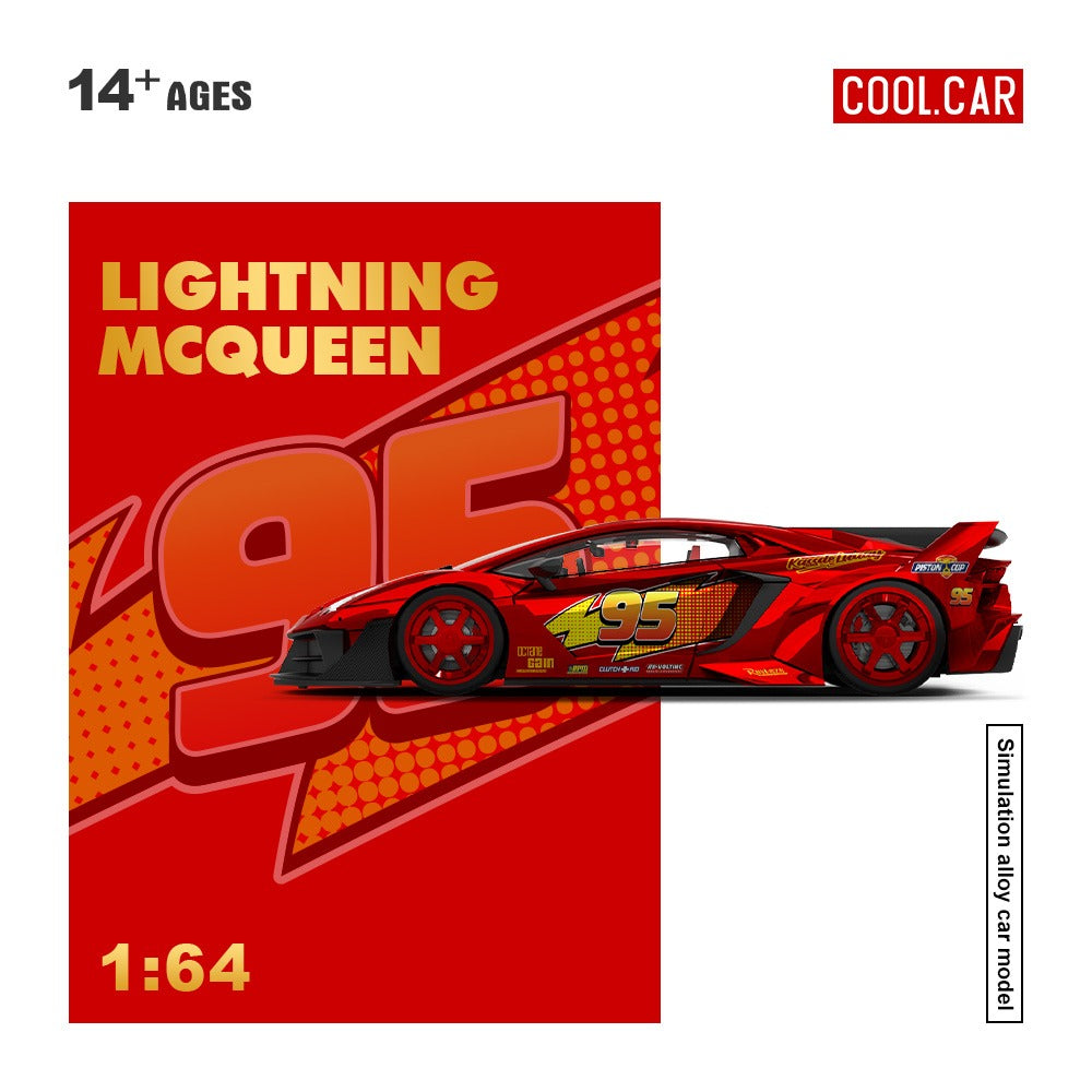 Cool Car 1:64 Lamborghini GTEVO Lightning McQueen Metal Red Painted Alloy Car Model