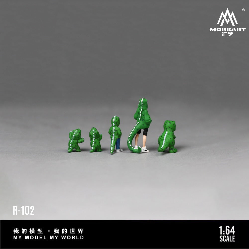 Moreart 1:64 Green Dinosaur Rexy Figure Family Set