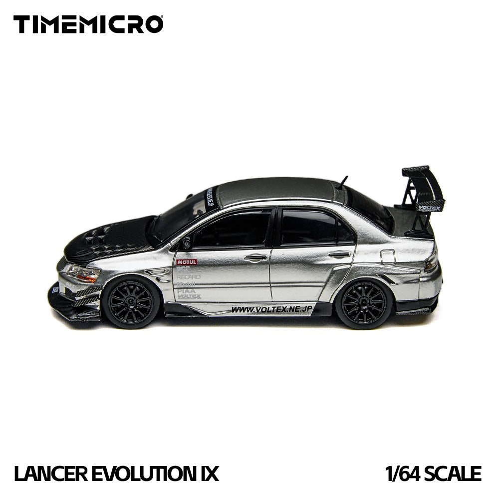 Time Micro 1:64 EVO 9 LANCER EVOLUTION Silver Opening Hood Edition Realistic Alloy Car Model