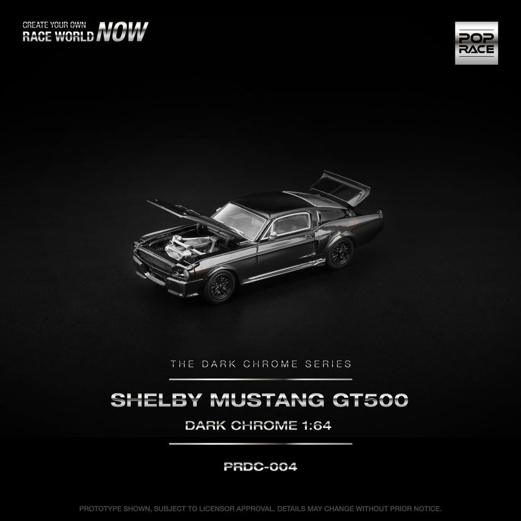 POP RACE 1/64 SHELBY MUSTANG GT500 DARK CHROME PRDC004