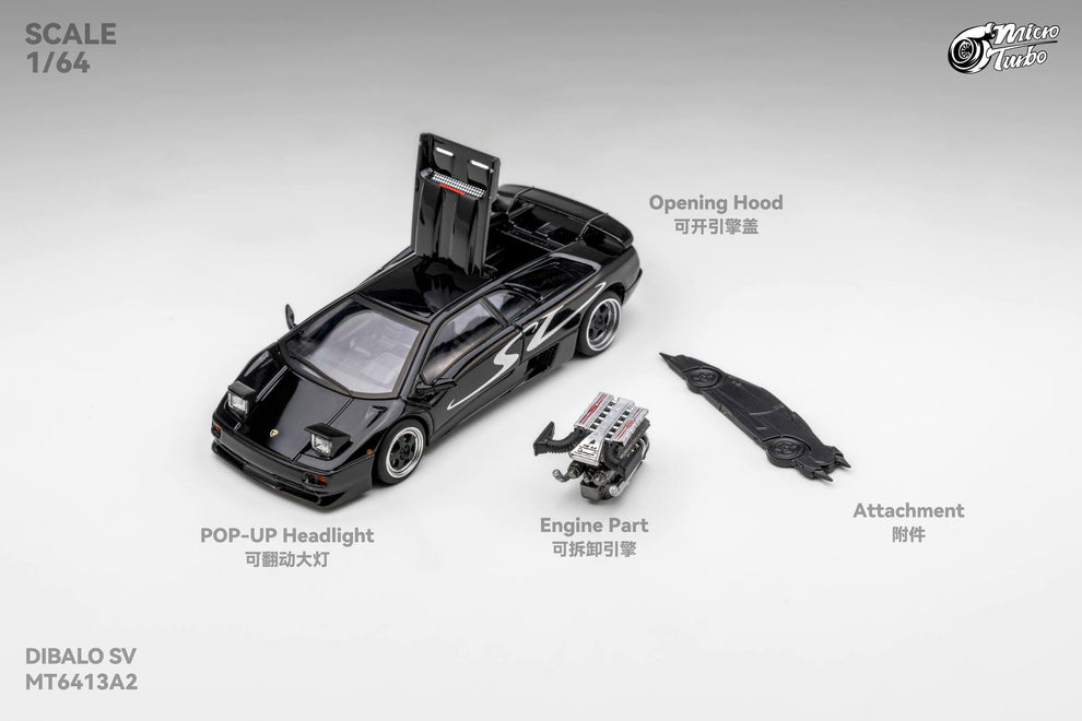 Micro Turbo 1:64 Custom Diablo SV - Metallic Black MT6413A2