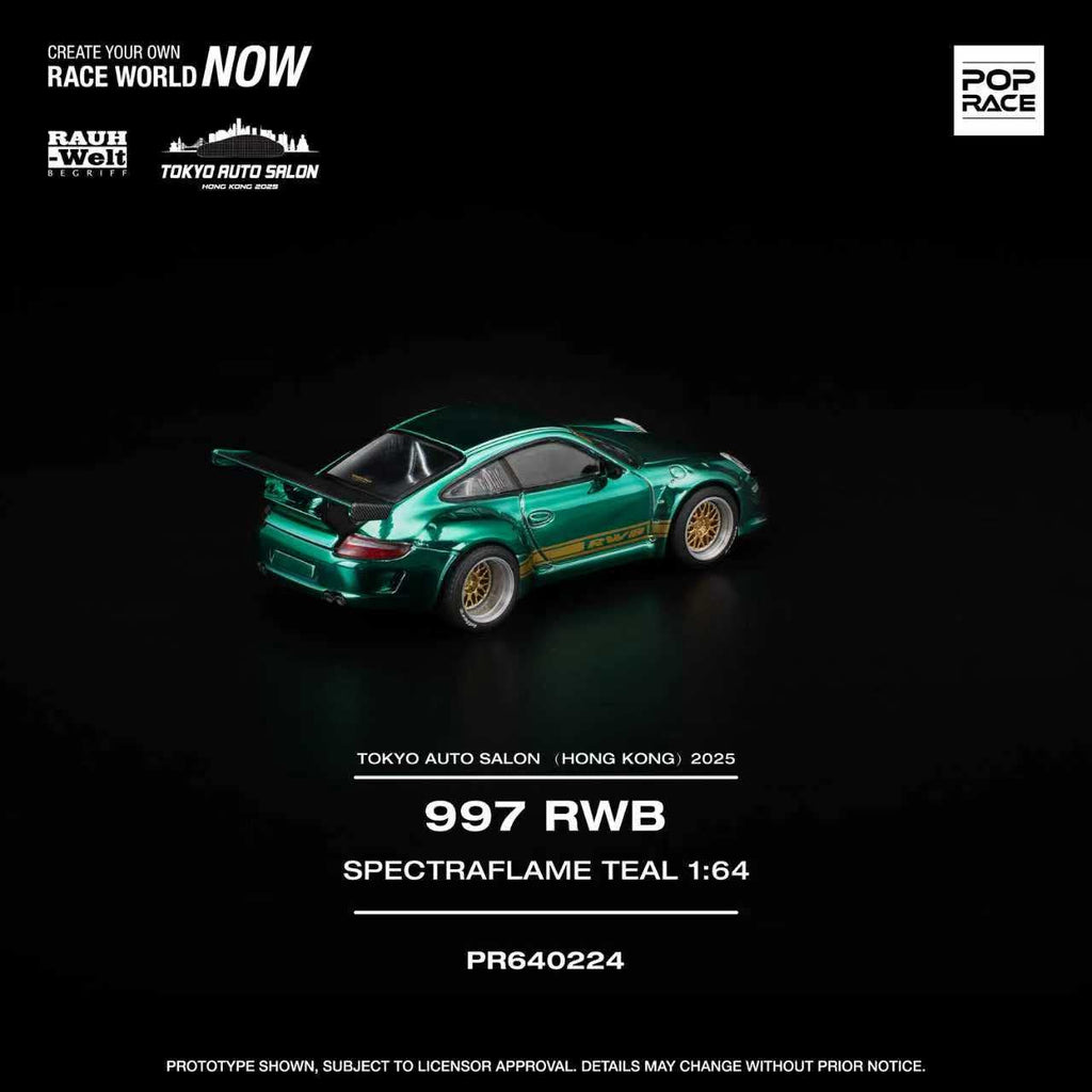 POPRACE 1/64 997 RWB CHROME GREEN TASHK 2025 Exclusive Model PR640224