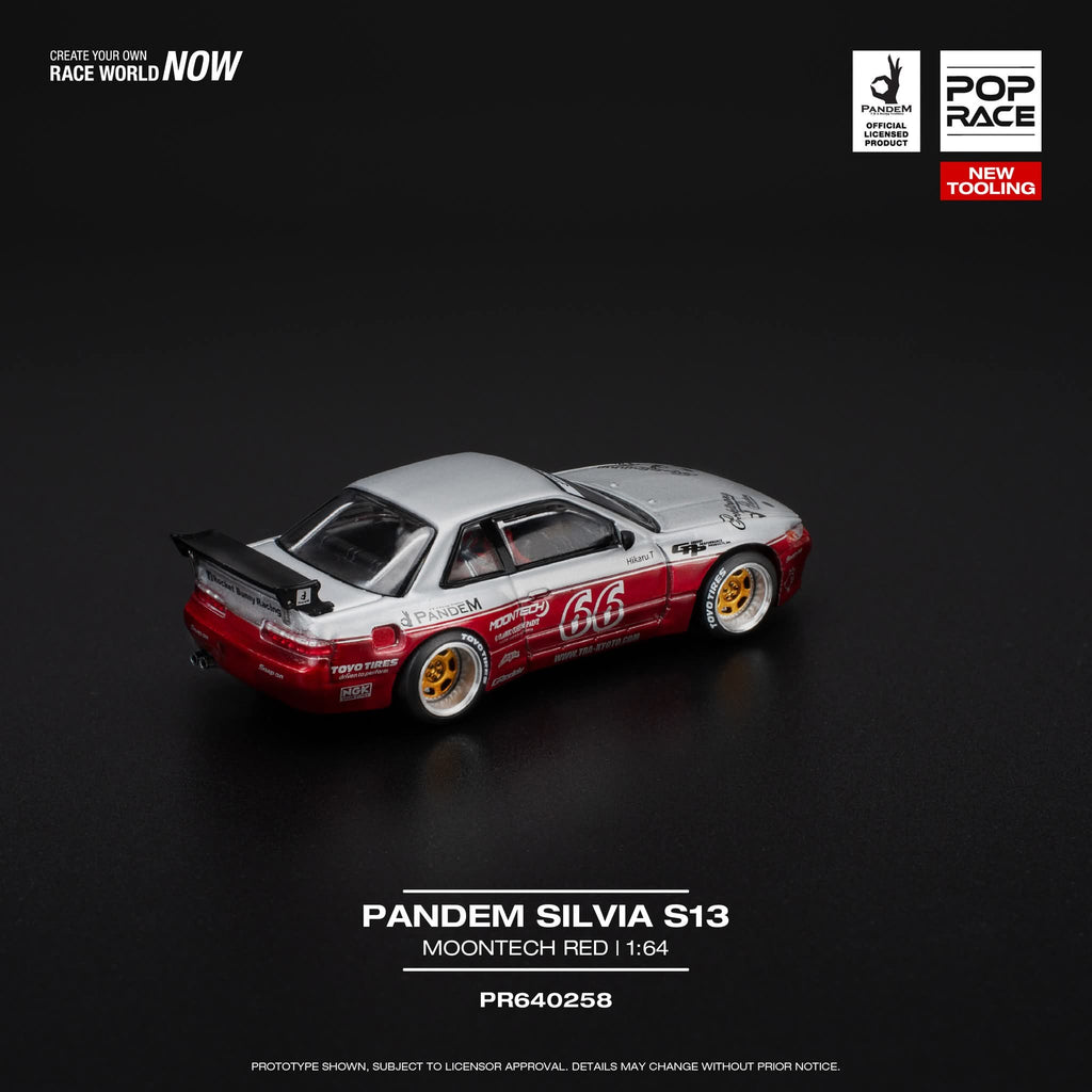 Pop Race 1:64 PANDEM NISSAN SILVIA S13 – MOONTECH RED – PR640258