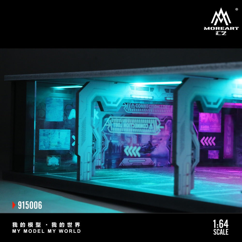 Moreart 1:64 Cyberpunk Underground Parking Garage Series Lighted Assembly Scene Diorama