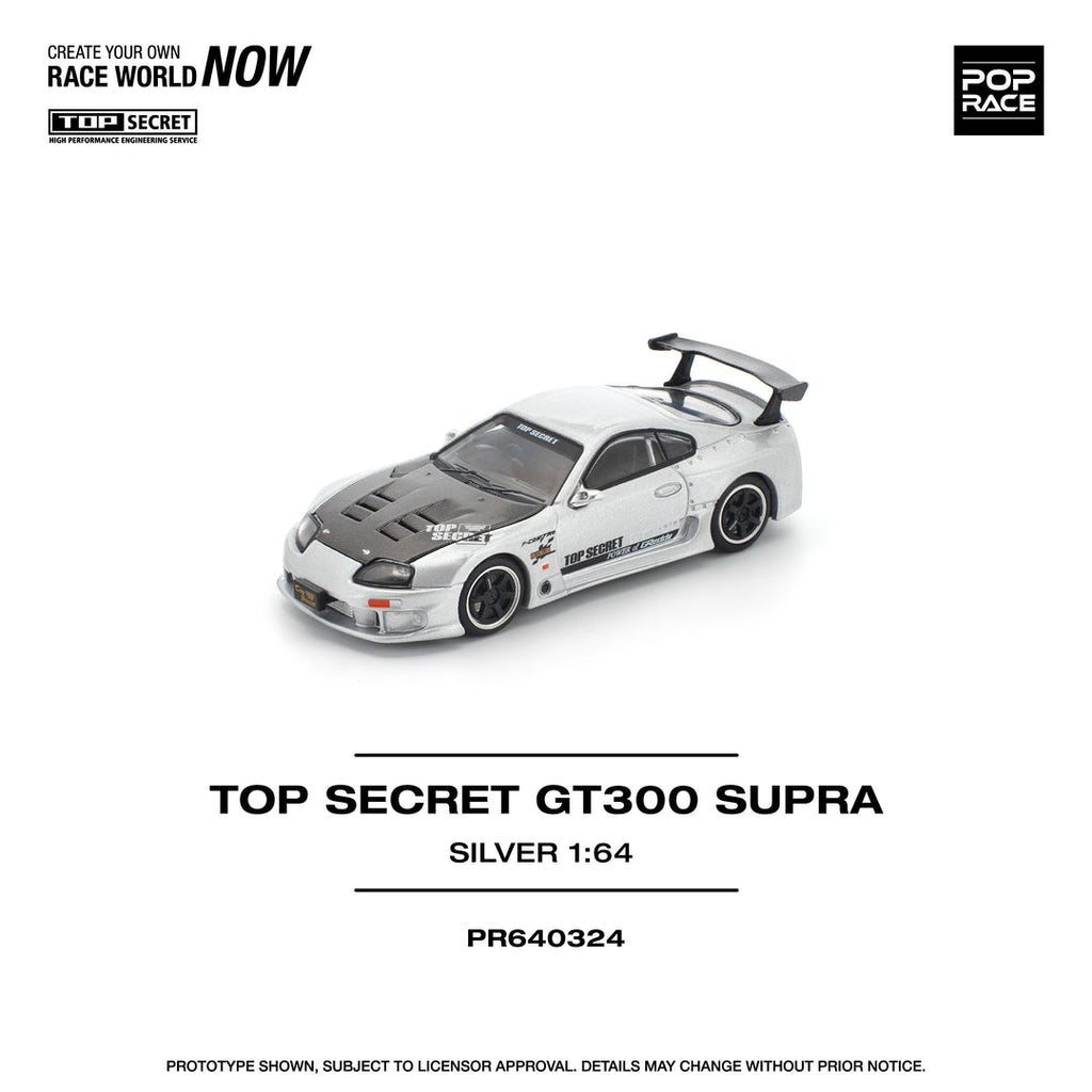 POP RACE 1/64 TOP SECRET GT300 SUPRA SILVER PR640324