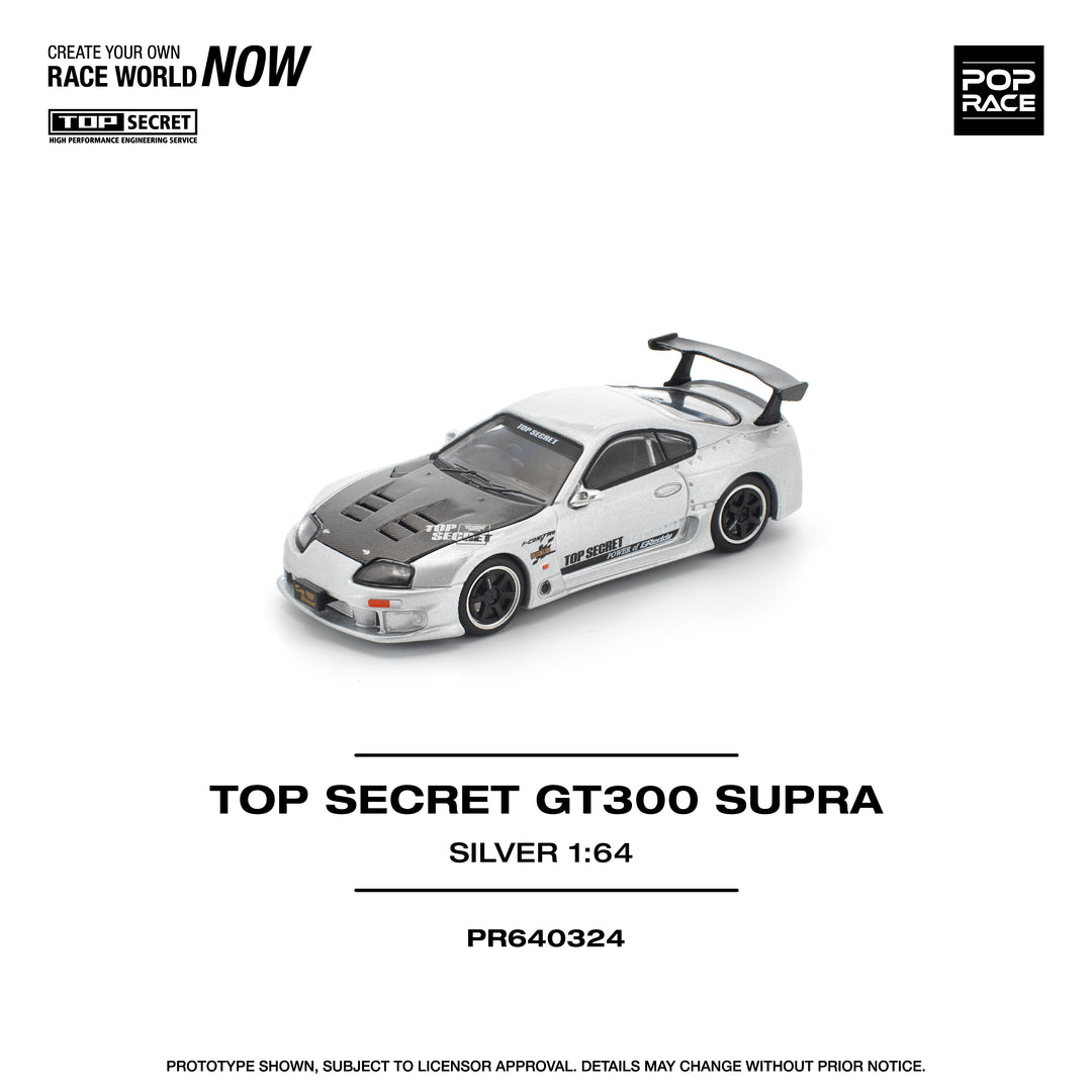 POP RACE 1/64 TOP SECRET GT300 SUPRA SILVER PR640324