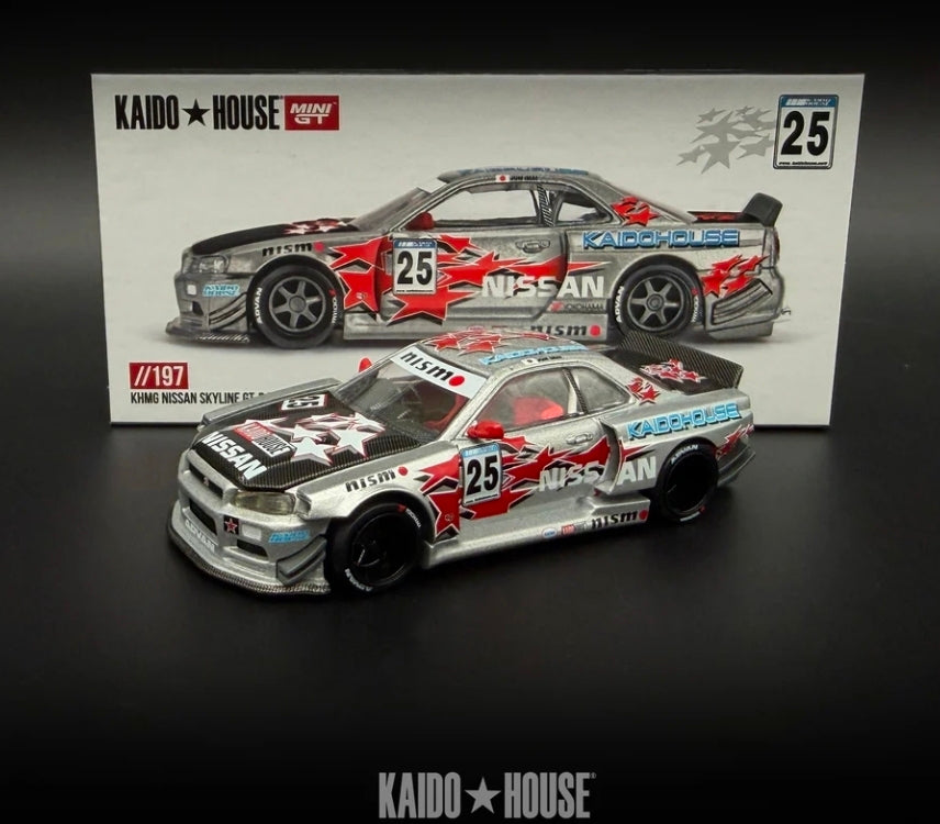 Kaido House 1:64 Nissan Skyline GT-R (R34) Kaido Star Racing V1- Silver #197