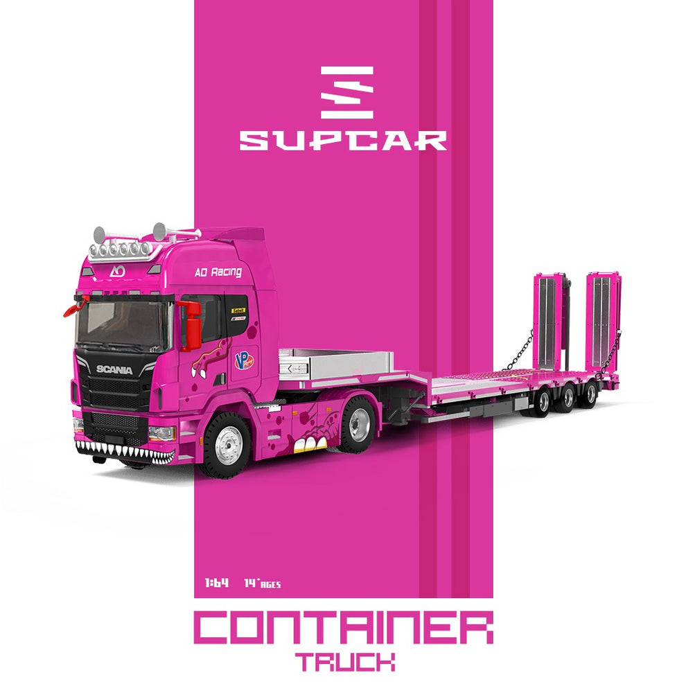 Supcar - Roxy Scania Flatbed Truck Hauler AO Racing Livery Roxy – 1:64 Cool Car Diecast Model