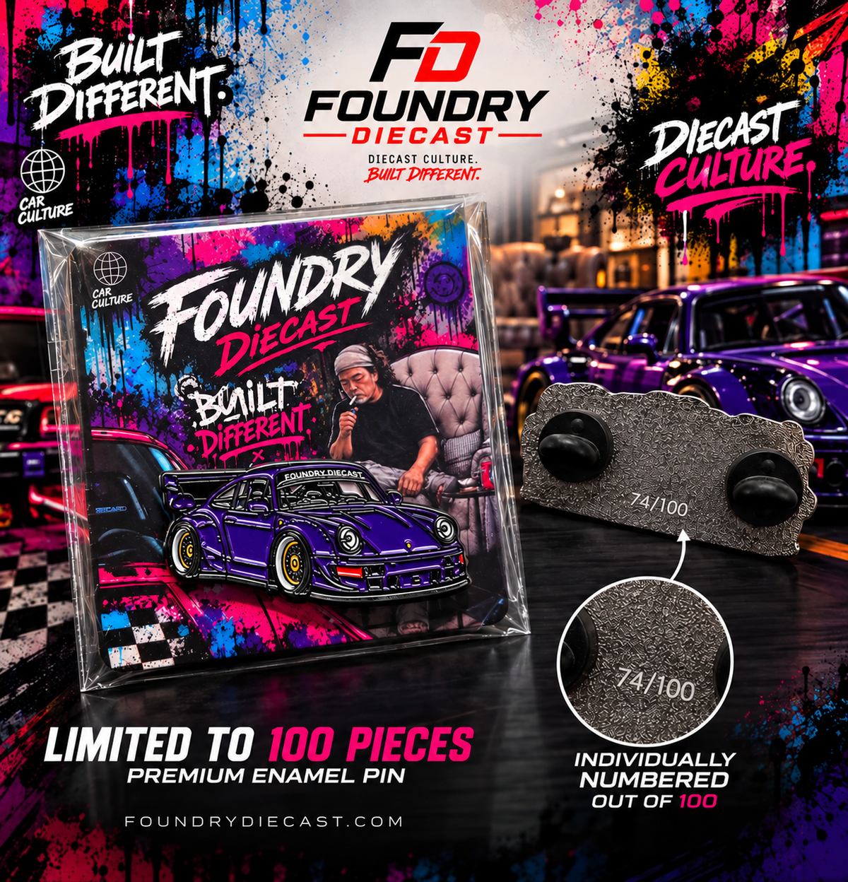Foundry Diecast RWB Limited Run Premium Enamel Pin