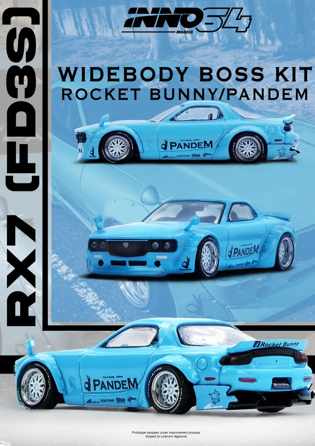 INNO64 1/64 PANDEM ROCKET BUNNY RX7 (FD3S) Tiffany Blue IN64-RX7FDP-TIFBLU