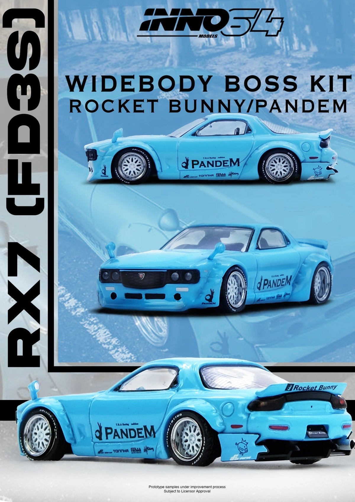 INNO64 1/64 PANDEM ROCKET BUNNY RX7 (FD3S) Tiffany Blue IN64-RX7FDP-TIFBLU